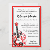 Rock Star Guitar Bat Mitzvah Rojo y Negro