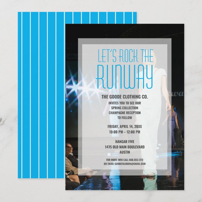 Invitación Rock the Runway Fashion Show| Colección estacional (Anverso / Reverso)
