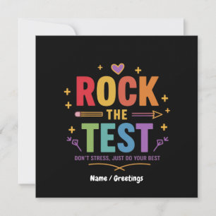 Invitación Rock the Test no enfatiza la motivación divertida