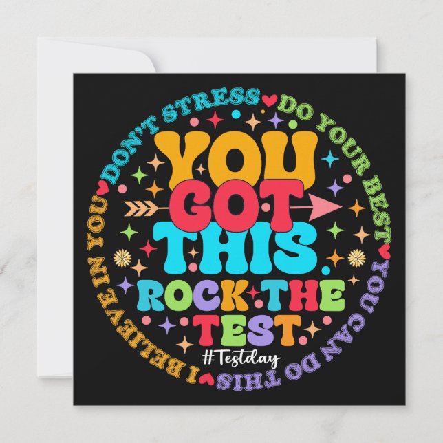 Invitación Rock The Test Teacher Testing Day You Got This (Anverso)