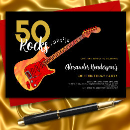 Invitación Rock y Roll 50 cumpleaños fiesta 50 rocas