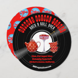 Invitación Rockabilly Bridal Shower Vinyl Record Retro 1950