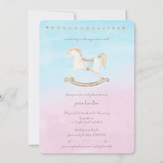 Invitación Rockefeller Blue Pink Gender Neutral Baby Shower (Anverso)