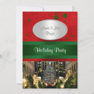 Invitación Rockefeller Center Christmas Tree, Red Grn Stars P