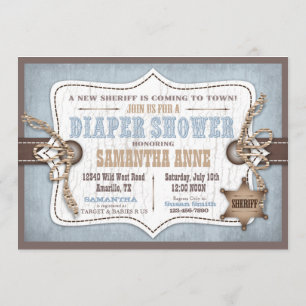 Invitación Rockefeller Horse Cowboy Baby Shower Blue
