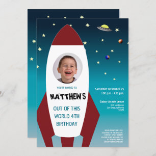 Invitación Rocket fotográfico con temática espacial por cuart