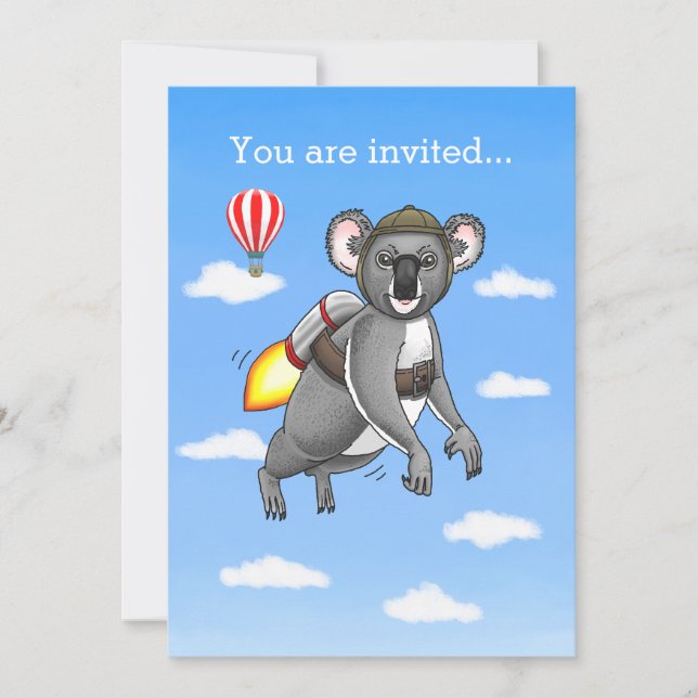 Invitación Rocket Koala Bear (Anverso)