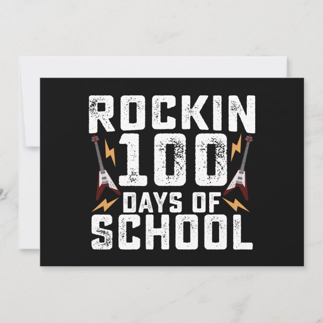 Invitación Rockin 100 días de cosecha de guitarra rock escola (Anverso)