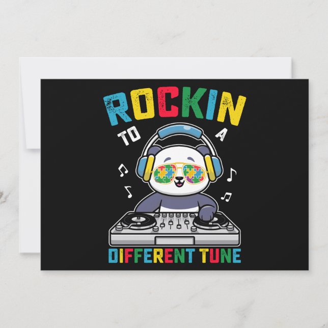 Invitación Rockin A Otra Tune Panda Autism Awareness (Anverso)