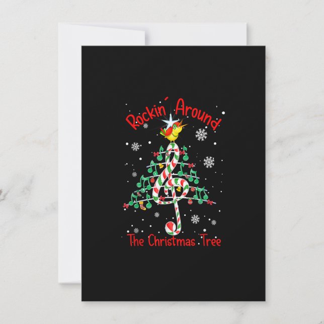 Invitación Rockin' Alrededor De La Música Christmas Tree Note (Anverso)