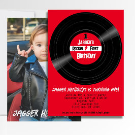 Invitación Rockin Primer cumpleaños Photo Vinyl Record Etique
