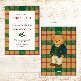 Invitación Rocking Horse Holiday Plaid Baby Shower 