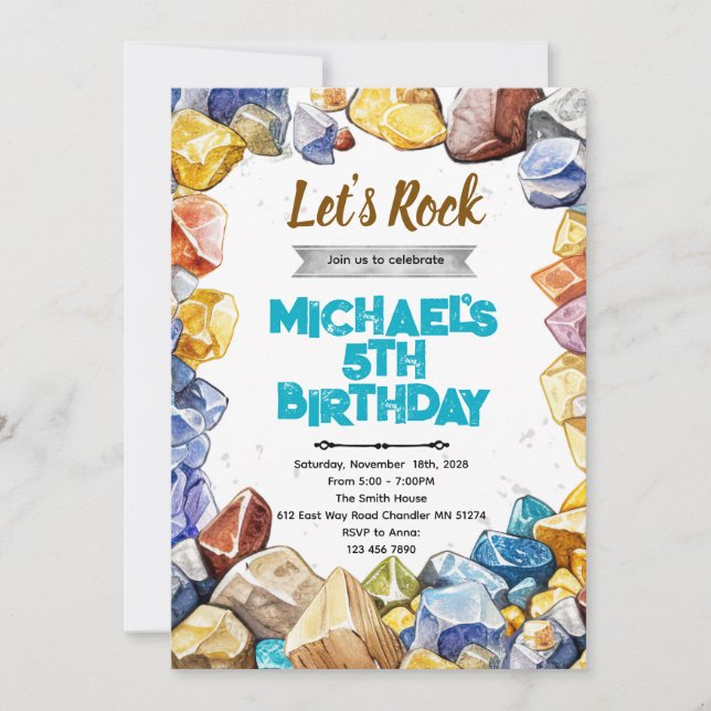 Invitación Rocks Geology Birthday party invitation (Anverso)