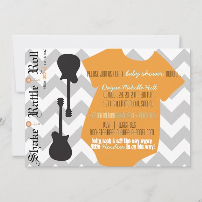 Invitación Rockstar Baby Shower (Anverso)