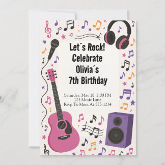 Invitación Rockstar Music birthday 