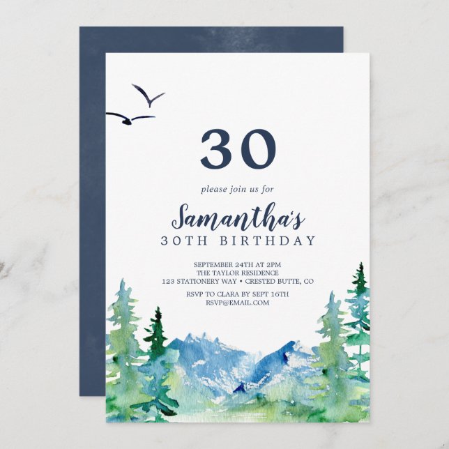 Invitación Rocky Mountain 30° cumpleaños (Anverso / Reverso)