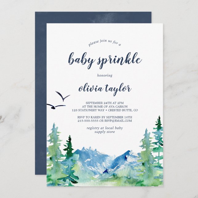 Invitación Rocky Mountain Baby Sprinkle (Anverso / Reverso)