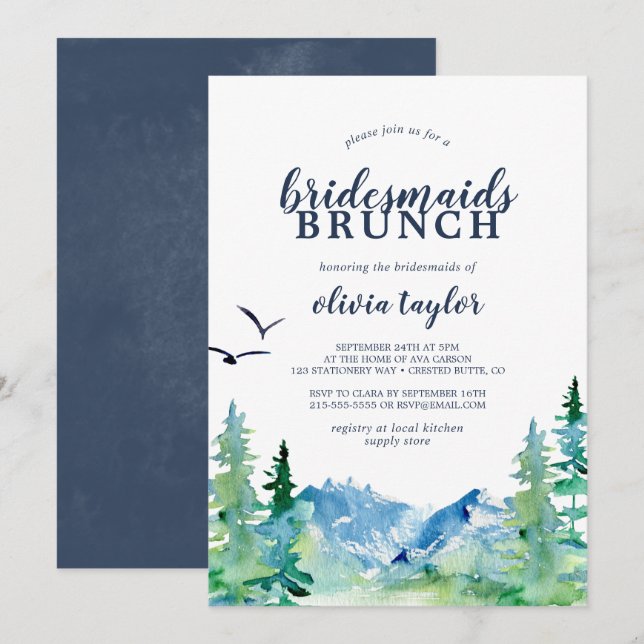 Invitación Rocky Mountain Bridesmaids Brunch (Anverso / Reverso)