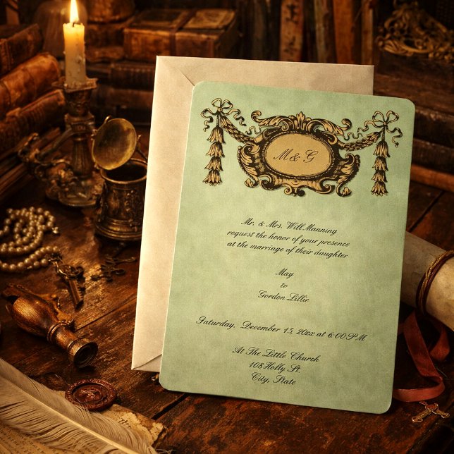 Invitación Rococo 1691 Escudo Monograma Colores Personalizabl (Subido por el creador)