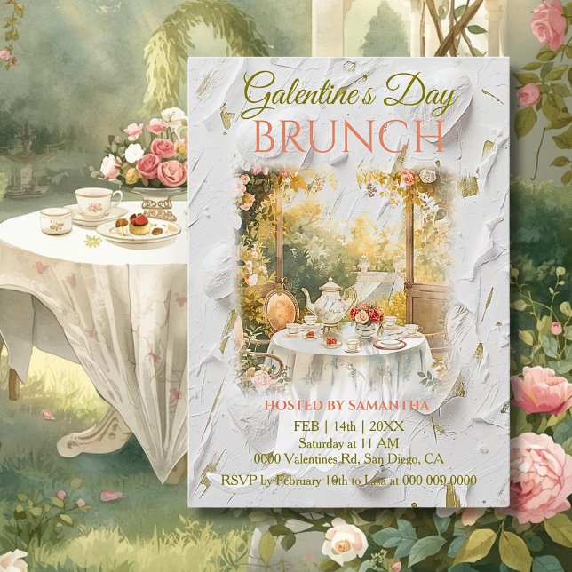 Invitación Rococo Garden Window Galentine Brunch Soft Florals (Subido por el creador)