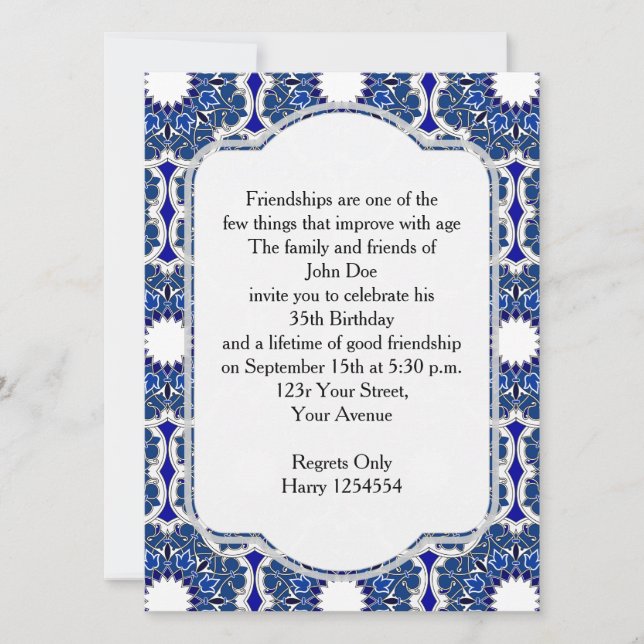 Invitación Rococo Indigo Beautiful (Anverso)