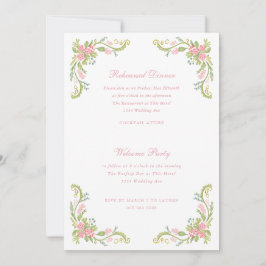 Invitación Rococo Ornate Floral Border Rehearsal Dinner