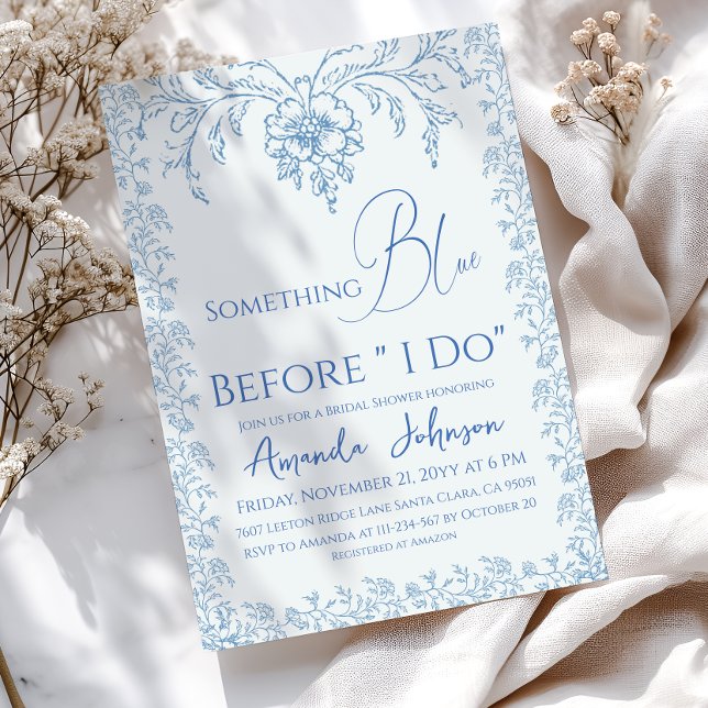 Invitación Rococo Toile de Jouy Blue Floral Bridal Shower (Subido por el creador)