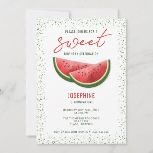 Invitación Rodajas de Fruta de Sandía Dulce Cumpleaños de Ver
