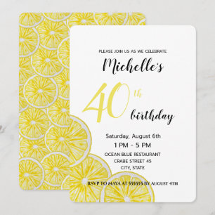 Invitación Rodajas de limón acuarela pintado a mano