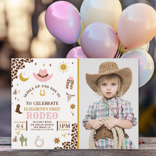 Invitación Rodeo Birthday Girl , Photo CowGirl Birthday