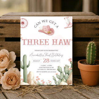 Invitación Rodeo Birthday Invitation Three, Third Birthday 