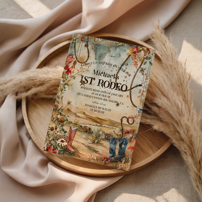 Invitación Rodeo Boots & Cactus 1st Birthday (Subido por el creador)