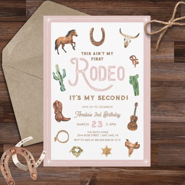 Invitación Rodeo de cumpleaños 2 occidente rosado (Subido por el creador)