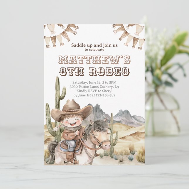 Invitación Rodeo de Cute Cowboy (Anverso de pie)