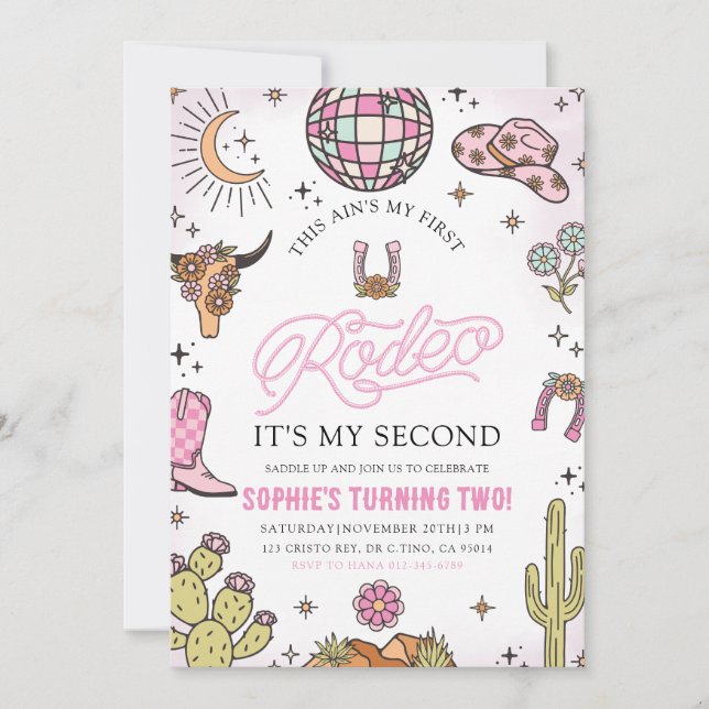 Invitación Rodeo de Noviembre Rosa Occidental Fiesta de Cumpl (Anverso)