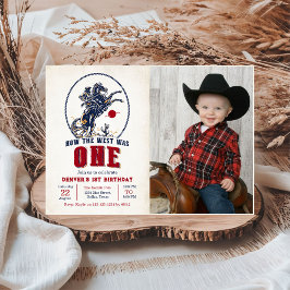 Invitación Rodeo de Rodeo de Vintage Red Cowboy Primer cumple