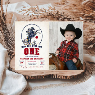 Invitación Rodeo de Rodeo de Vintage Red Cowboy Primer cumple