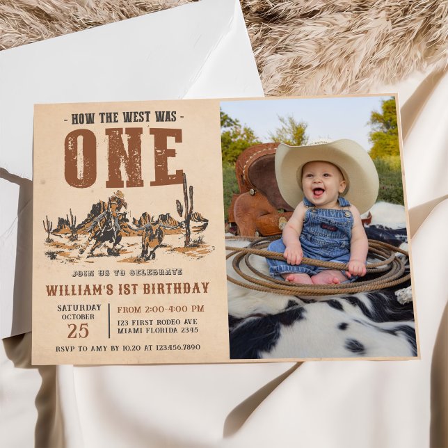 Invitación Rodeo de Western Cowboy 1er cumpleaños foto Fiesta (Subido por el creador)