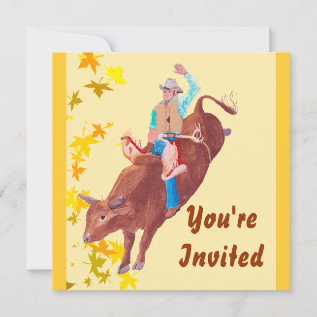 Invitación Rodeo del amor del ~ I del jinete de Bull (Anverso)