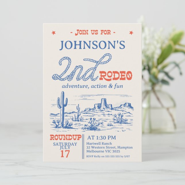 Invitación Rodeo del desierto azul del Oeste de la India (Anverso de pie)