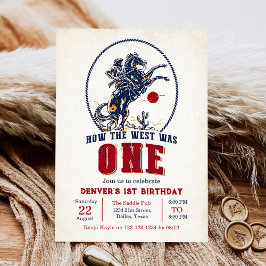 Invitación Rodeo del Viejo Red Cowboy Primer cumpleaños