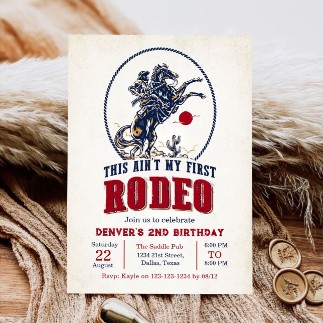 Invitación Rodeo del Viejo Rojo Cowboy Segundo Cumpleaños (Subido por el creador)