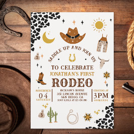 Invitación Rodeo First Birthday, Cowboy Birthday Boy