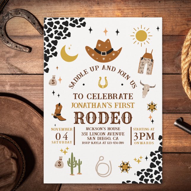 Invitación Rodeo First Birthday, Cowboy Birthday Boy (Subido por el creador)