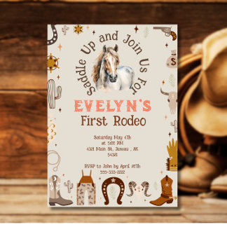 Invitación Rodeo Infantil Vaquero Occidental Rústico