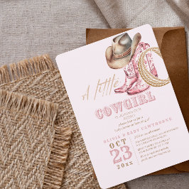 Invitación Rodeo Niña Niña Niña Bebé ducha Rubor rosa