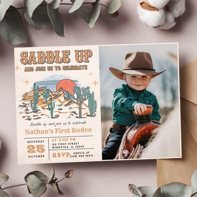 Invitación Rodeo occidental de Cowboy Fiesta del primer cumpl (Subido por el creador)