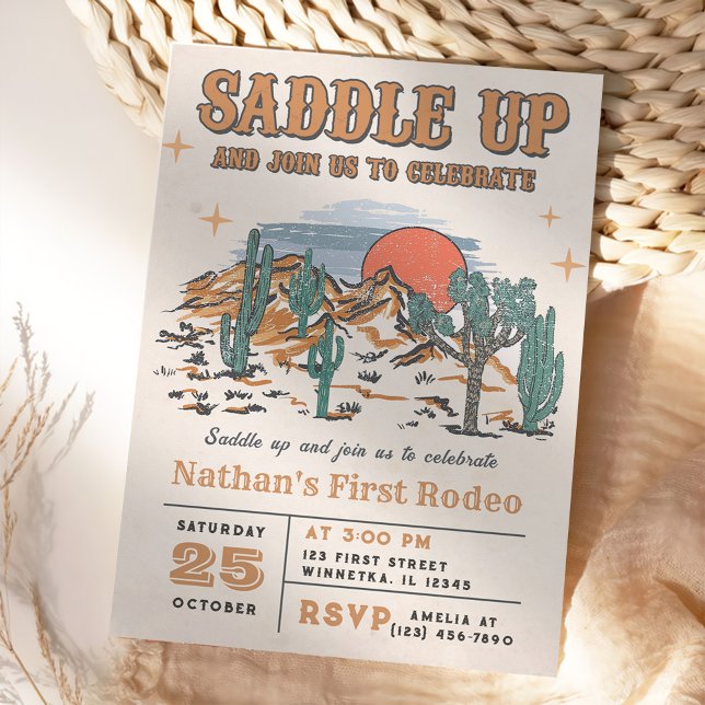 Invitación Rodeo occidental de Cowboy Fiesta del primer cumpl (Subido por el creador)