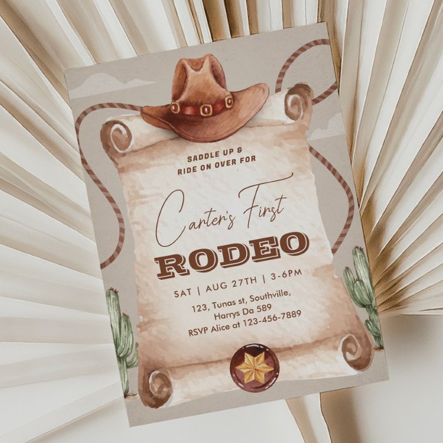 Invitación Rodeo occidental de Wild West Cowboy Brown (Subido por el creador)
