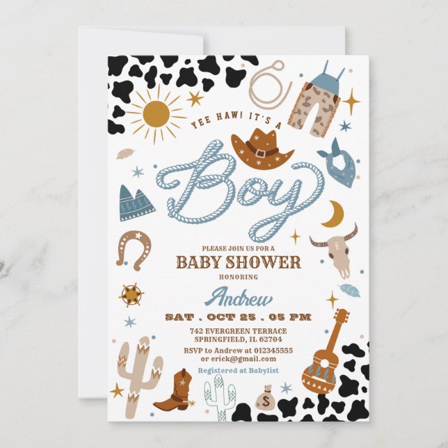 Invitación Rodeo Ranch Wild West Cowboy Baby Shower (Anverso)